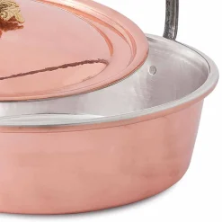 Viadurini Kitchen Kochgeschirr-Handverzinnte Kupferkasserolle, Deckel und gewölbter Griff 26 cm - MariaG