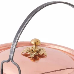 Viadurini Kitchen Kochgeschirr-Handverzinnte Kupferkasserolle, Deckel und gewölbter Griff 34 cm - MariaG