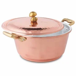 Viadurini Kitchen Kochgeschirr-Handverzinnter konischer Ofen Kupferkasserolle und Deckel 24 cm - Marialuna