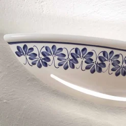Ferroluce Vintage Wandleuchten-Handwerkliche Keramik-Wandlampe und handbemalte blaue Dekorationen - Triest