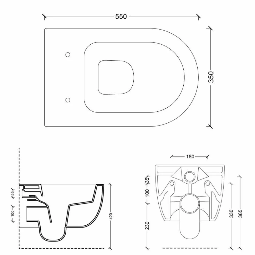 Viadurini Bathroom Wc-Hangende Toilettenschüssel aus Keramik Design Star 55x35 made in Italy