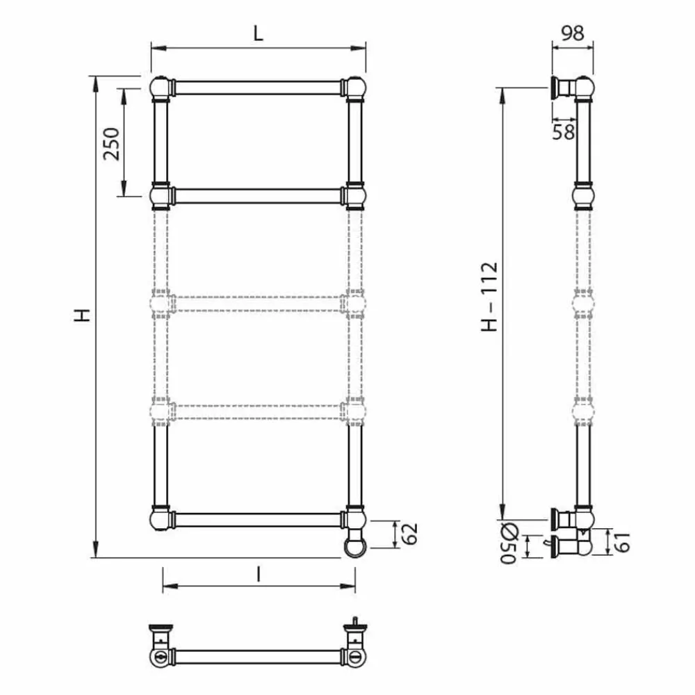 Viadurini Radiators Handtuchheizkörper Elektrisch-Heizkörper Chrom Handtuchwärmer Chrom aus klassischem Messing 200 W - Caesar