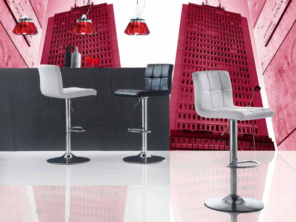 Viadurini Living Barhocker-Höhenverstellbar Hocker mit Sitzfläche aus Kunstelder, modernem Design - Delfina