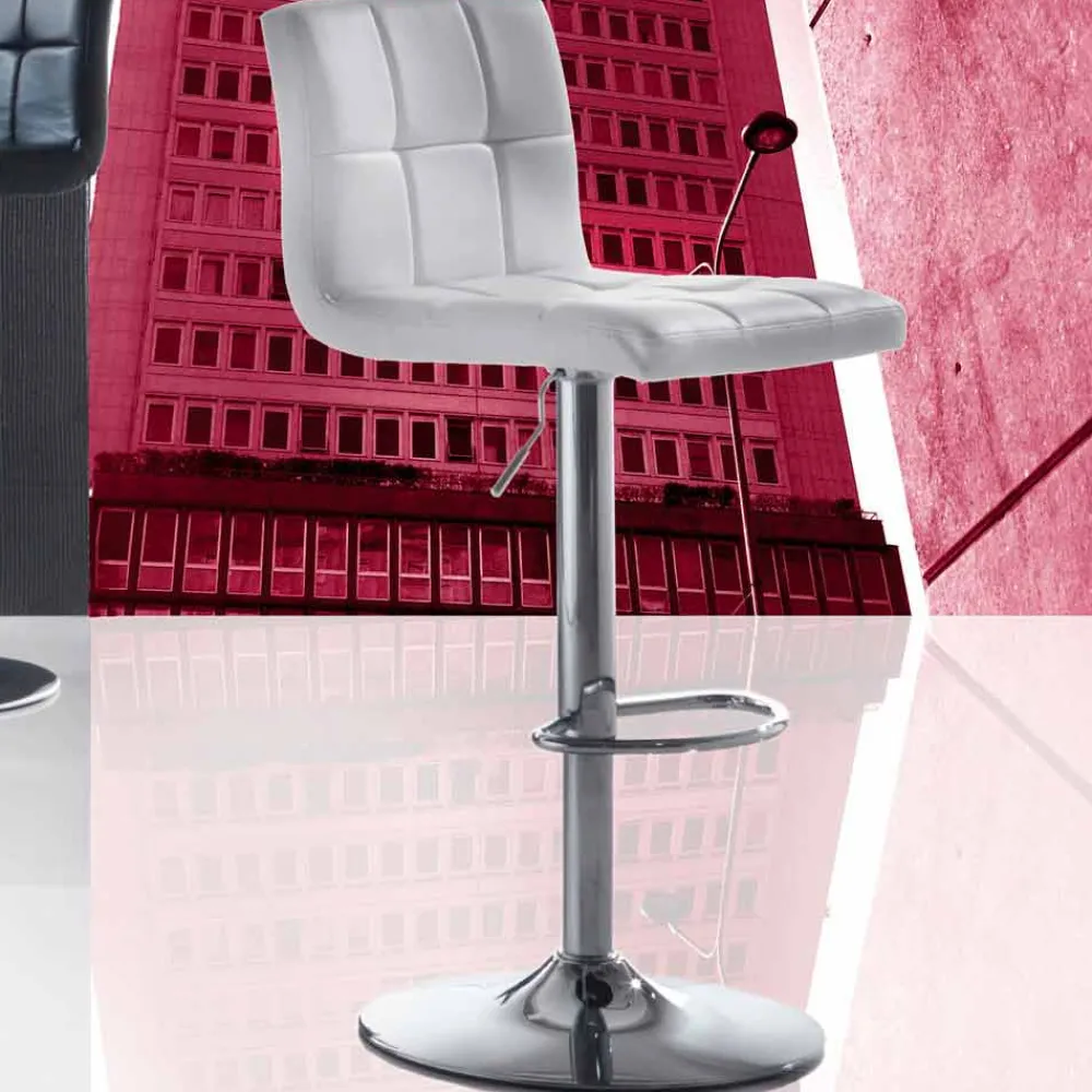 Viadurini Living Barhocker-Höhenverstellbar Hocker mit Sitzfläche aus Kunstelder, modernem Design - Delfina