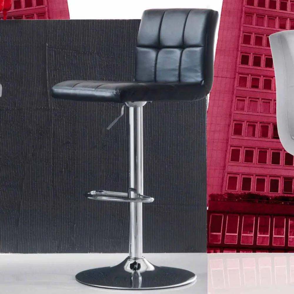 Viadurini Living Barhocker-Höhenverstellbar Hocker mit Sitzfläche aus Kunstelder, modernem Design - Delfina