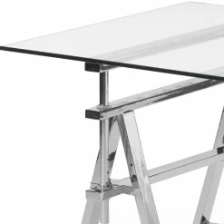 Viadurini Living Esstische-Höhenverstellbarer Stahl / Glastisch (L190xH72 / 74 / 78xP90cm) Cristal