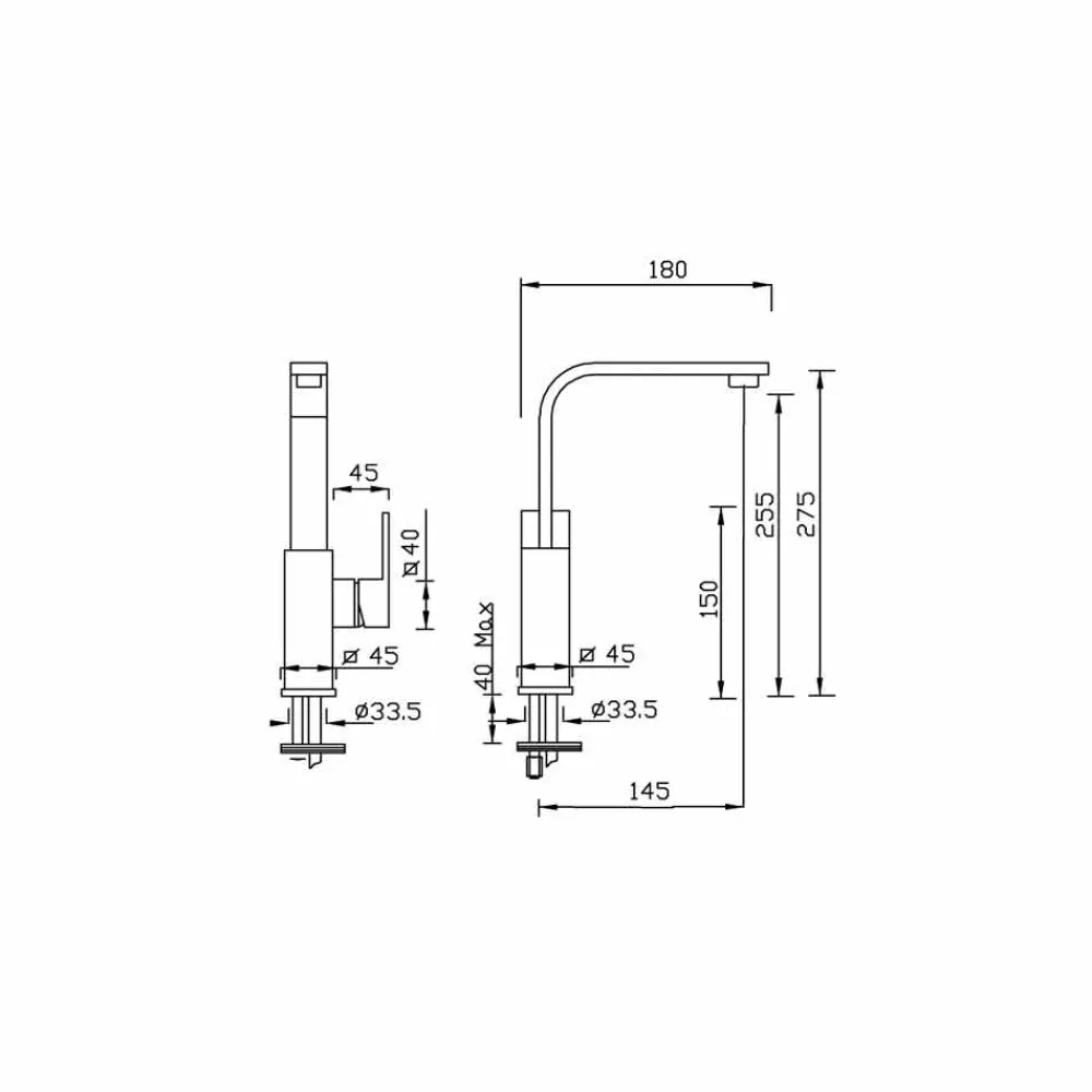 Viadurini Taps Waschbeckenarmaturen-High Spout Basin Mixer ohne Abfluss Made in Italy - Panela