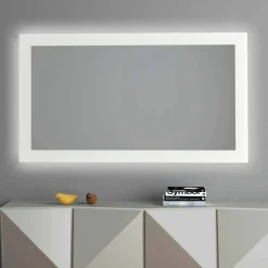 Viadurini Living Wandspiegel-Hintergrundbeleuchteter Wandspiegel mit sandgestrahltem Rahmen Made in Italy - Edigio