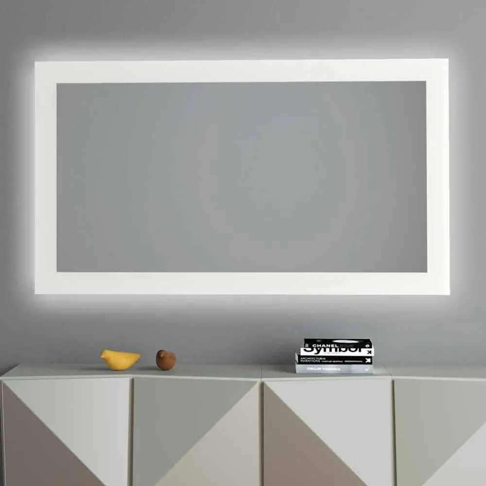 Viadurini Living Wandspiegel-Hintergrundbeleuchteter Wandspiegel mit sandgestrahltem Rahmen Made in Italy - Edigio