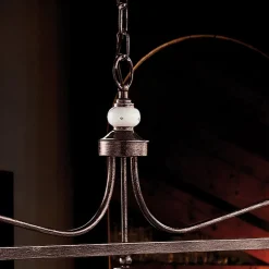 Ferroluce Pendelleuchten Vintage-Hängelampe 3 Lichter Vintage Keramik und handgefertigtes Eisen - Alessandria