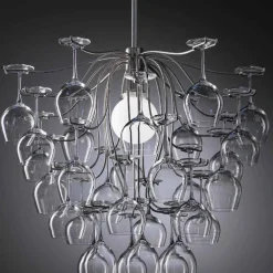 Aldo Bernardi Design Kronleuchter-Hängelampe 30 umgekippte Gläser Sauvignon von