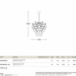 Aldo Bernardi Design Kronleuchter-Hängelampe 30 umgekippte Gläser Sauvignon von