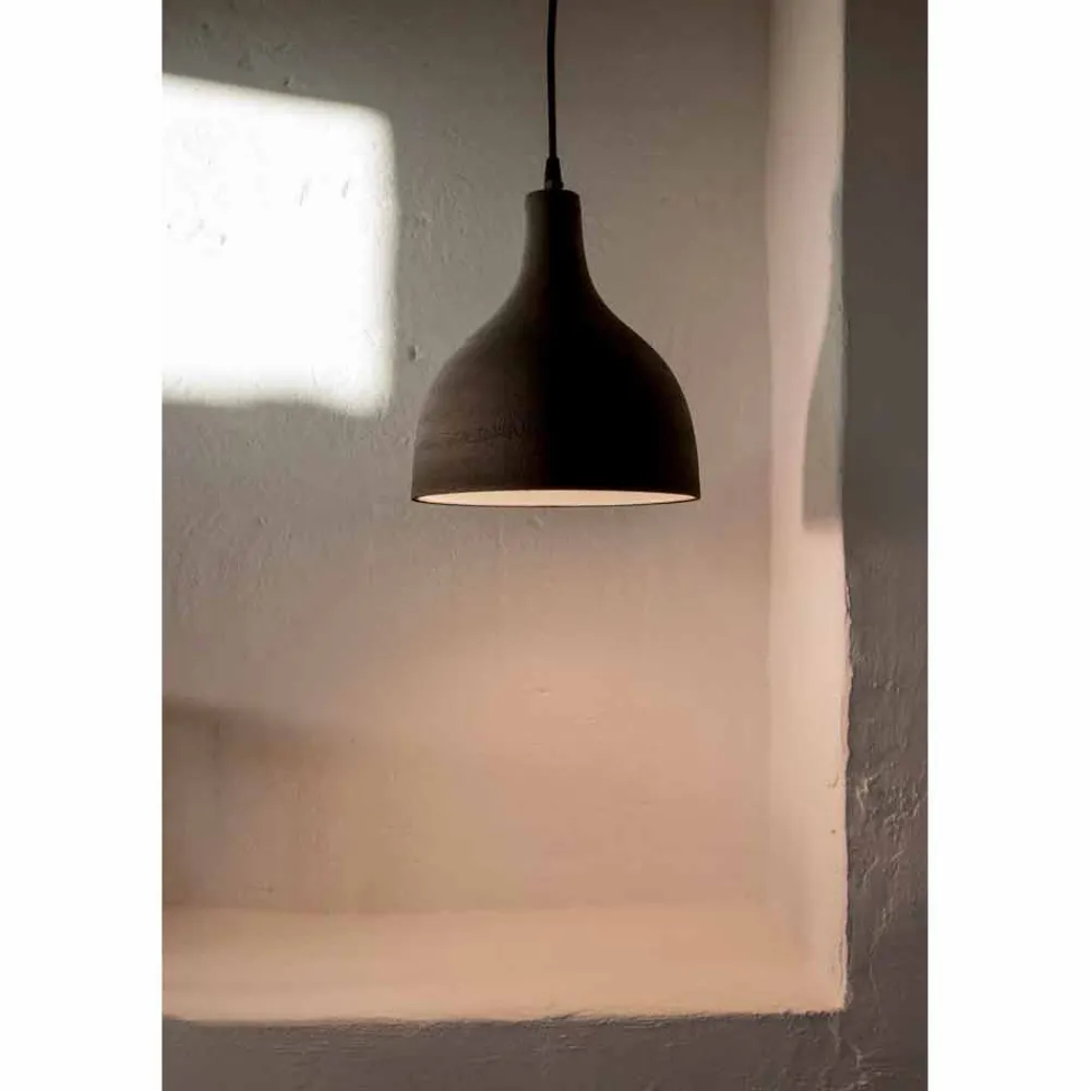 Viadurini Lighting Designer Pendelleuchten-Hängelampe aus anthrazitfarbenem Steinzeug und weißem Emaille-Interieur - Edmondo