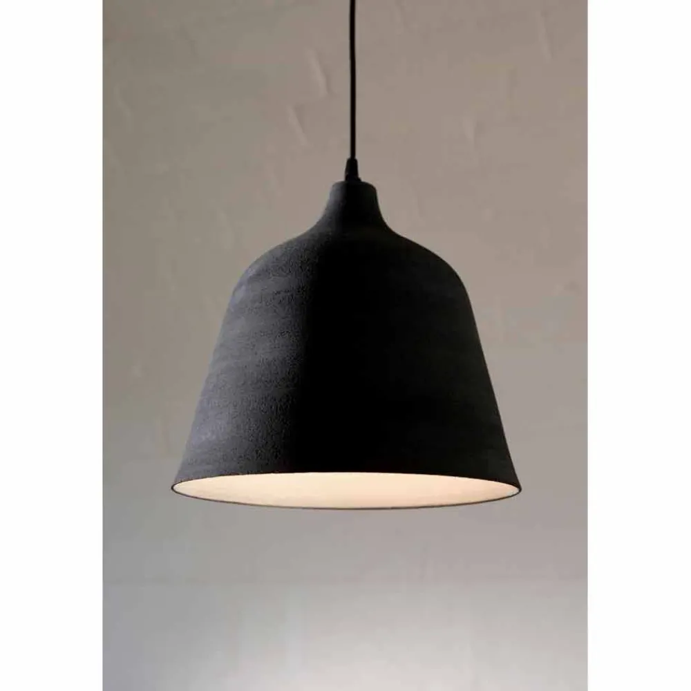 Viadurini Lighting Designer Pendelleuchten-Hängelampe aus anthrazitfarbenem Steinzeug und weißem Innendesign - Edmondo