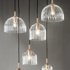 Viadurini Lighting Moderne Pendelleuchten-Hängelampe aus geblasenem gestreiftem Glas und lackiertem Metall - Giuliano