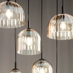 Viadurini Lighting Moderne Pendelleuchten-Hängelampe aus geblasenem gestreiftem Glas und lackiertem Metall - Giuliano