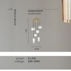 Viadurini Lighting Moderne Pendelleuchten-Hängelampe aus geblasenem gestreiftem Glas und lackiertem Metall - Giuliano