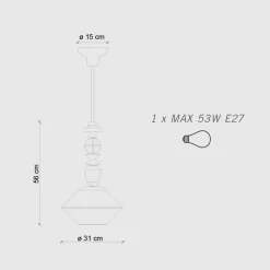 Ferroluce Moderne Pendelleuchten-Hängelampe aus Glas und farbiger Keramik, hergestellt in Italien – Lariat