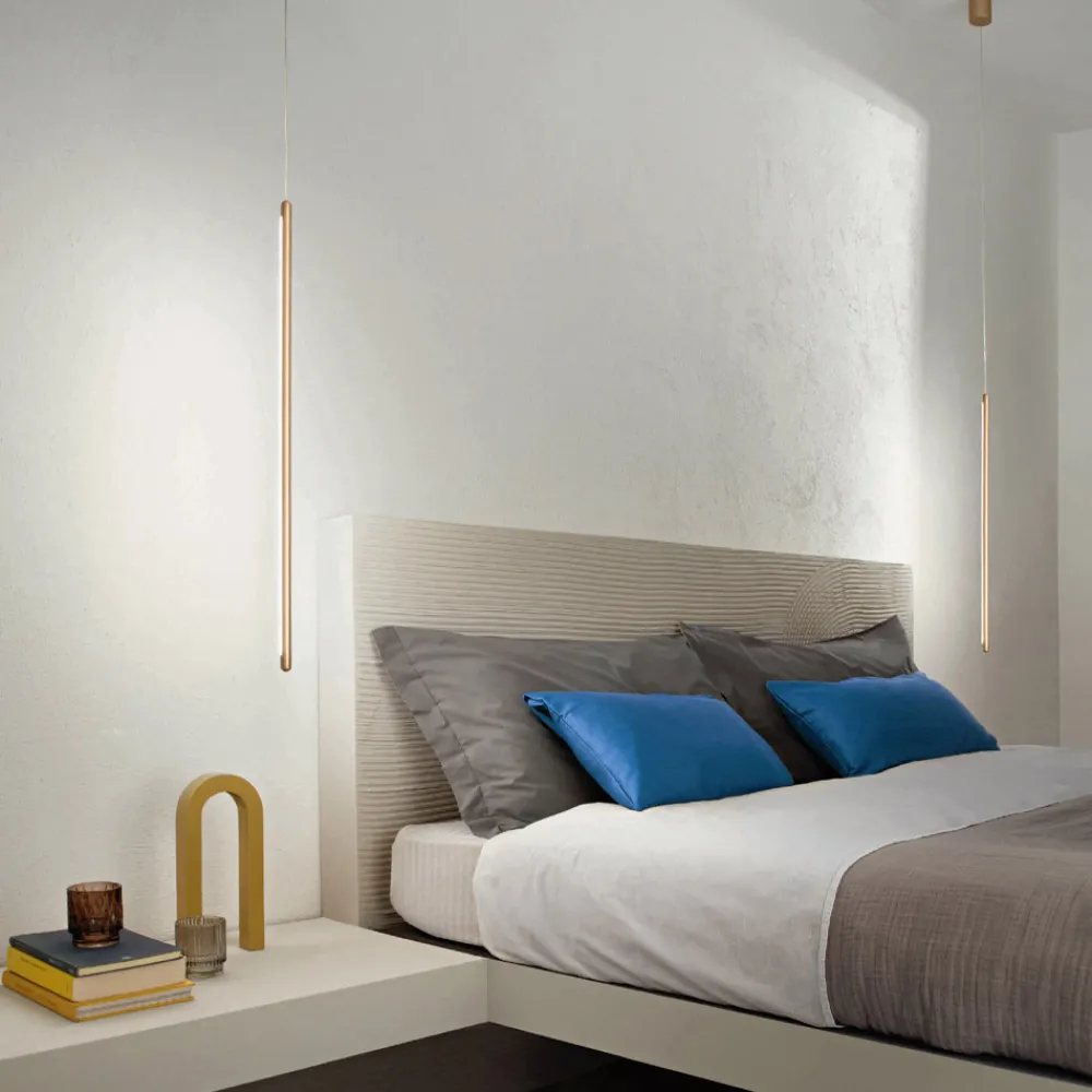 Viadurini Lighting Moderne Pendelleuchten-Hängelampe aus goldlackiertem Metall mit verstellbaren Kabeln – Orange