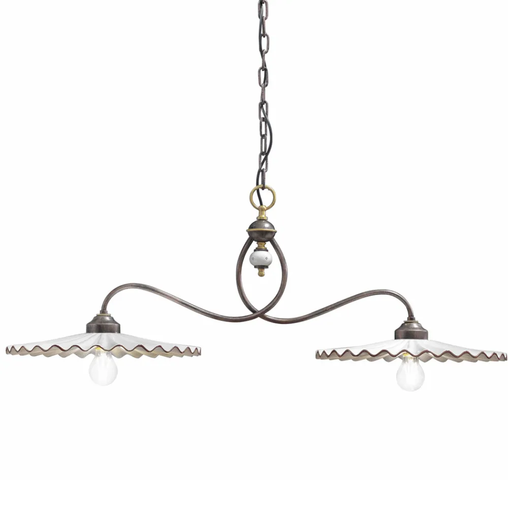 Ferroluce Vintage Kronleuchter-Hängelampe aus Keramik hochglänzend L'Acquila