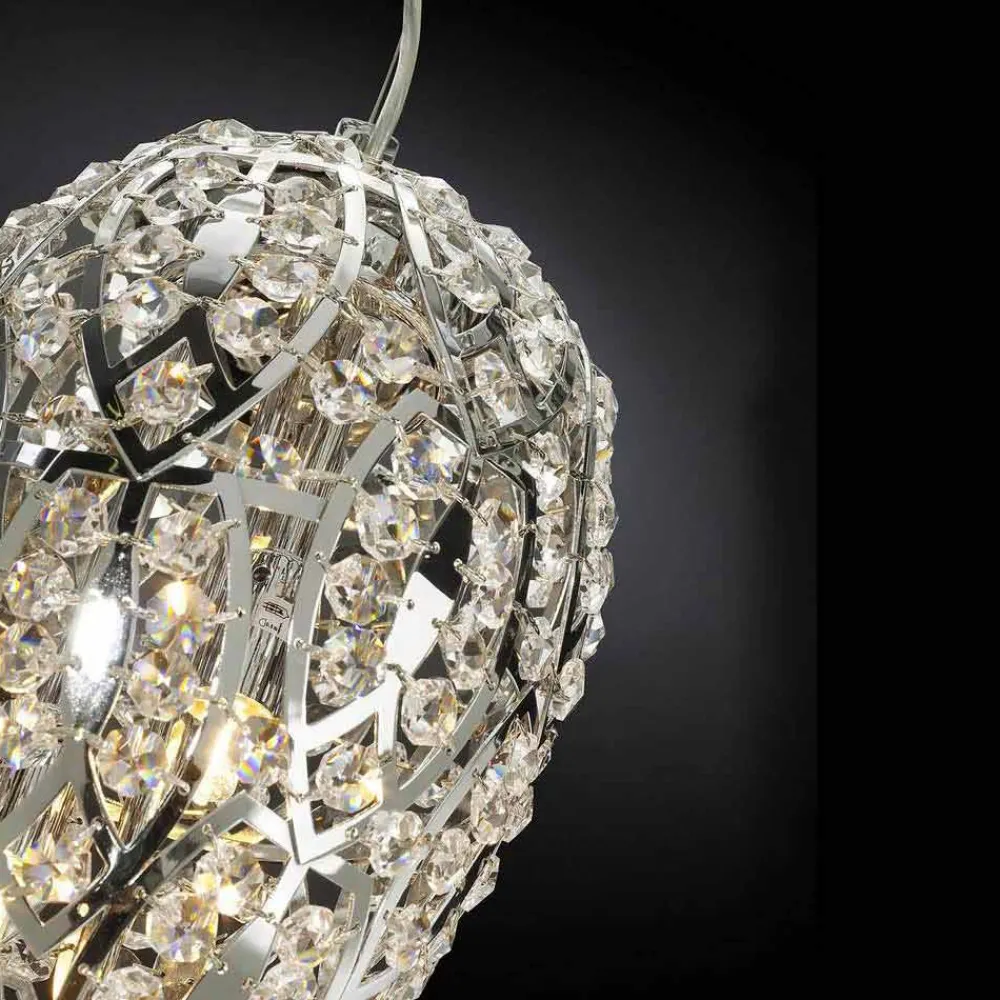 Viadurini Lighting Designer Pendelleuchten-Hängelampe aus Kristall und Stahl eiförmig Egg