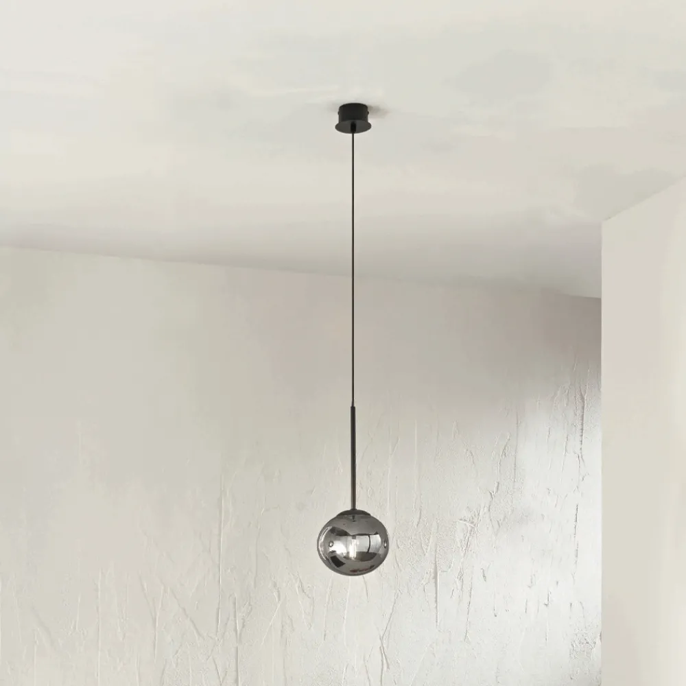 Viadurini Lighting Moderne Pendelleuchten-Hängelampe aus lackiertem Metall und geblasenem Glas - Ailanto