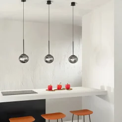 Viadurini Lighting Moderne Pendelleuchten-Hängelampe aus lackiertem Metall und geblasenem Glas - Ailanto