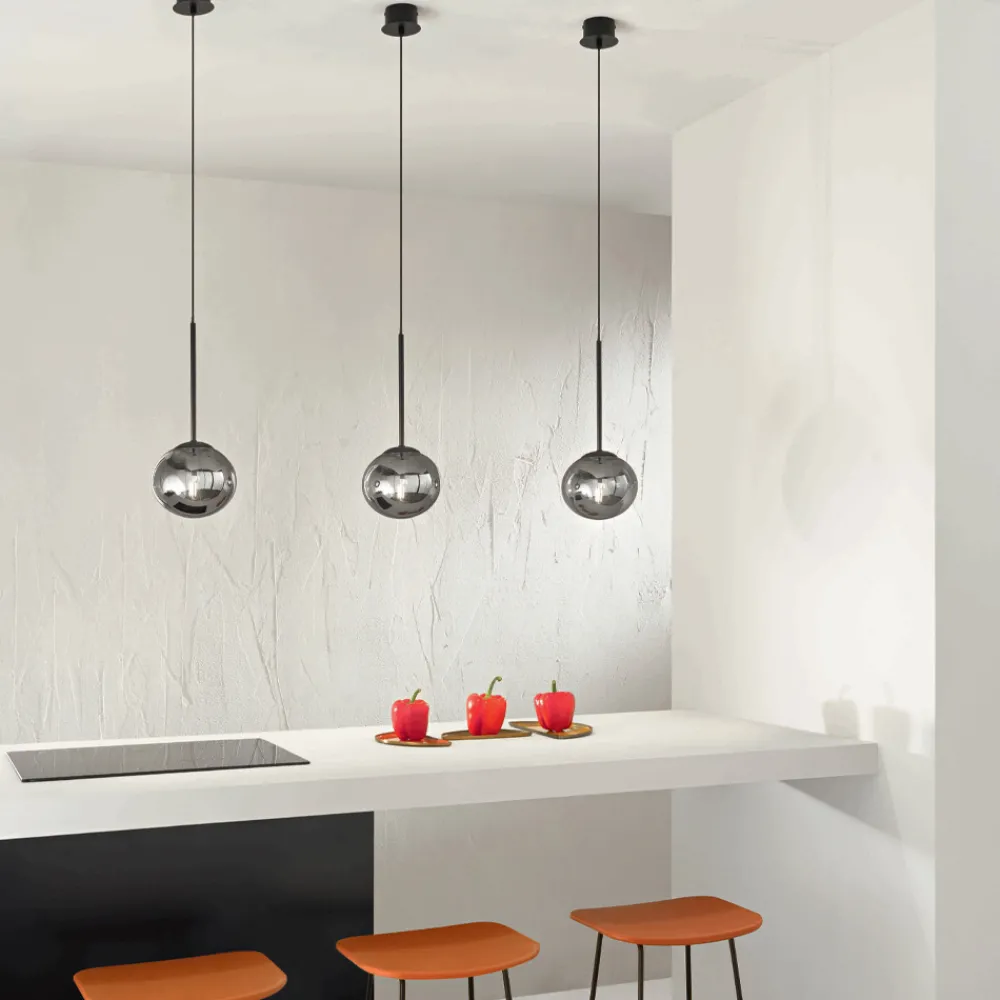 Viadurini Lighting Moderne Pendelleuchten-Hängelampe aus lackiertem Metall und geblasenem Glas - Ailanto
