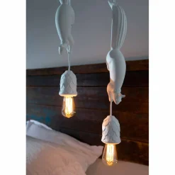 Viadurini Lighting Designer Pendelleuchten-Hängelampe aus mattweißer Keramik mit Eichhörnchen und Eichel - Eichhörnchen