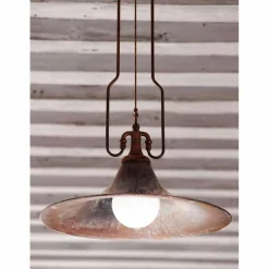 Aldo Bernardi Pendelleuchten Vintage-Hängelampe aus Messing und Kupfer Mulino von