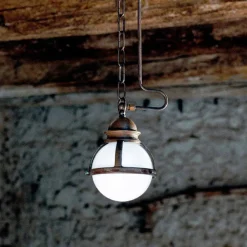 Aldo Bernardi Pendelleuchten Vintage-Hängelampe aus Messing und Glas Cimosa von