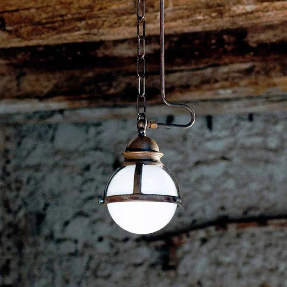 Aldo Bernardi Pendelleuchten Vintage-Hängelampe aus Messing und Glas Cimosa von