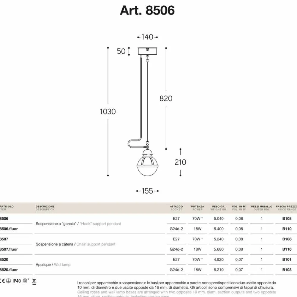 Aldo Bernardi Pendelleuchten Vintage-Hängelampe aus Messing und Glas Cimosa von