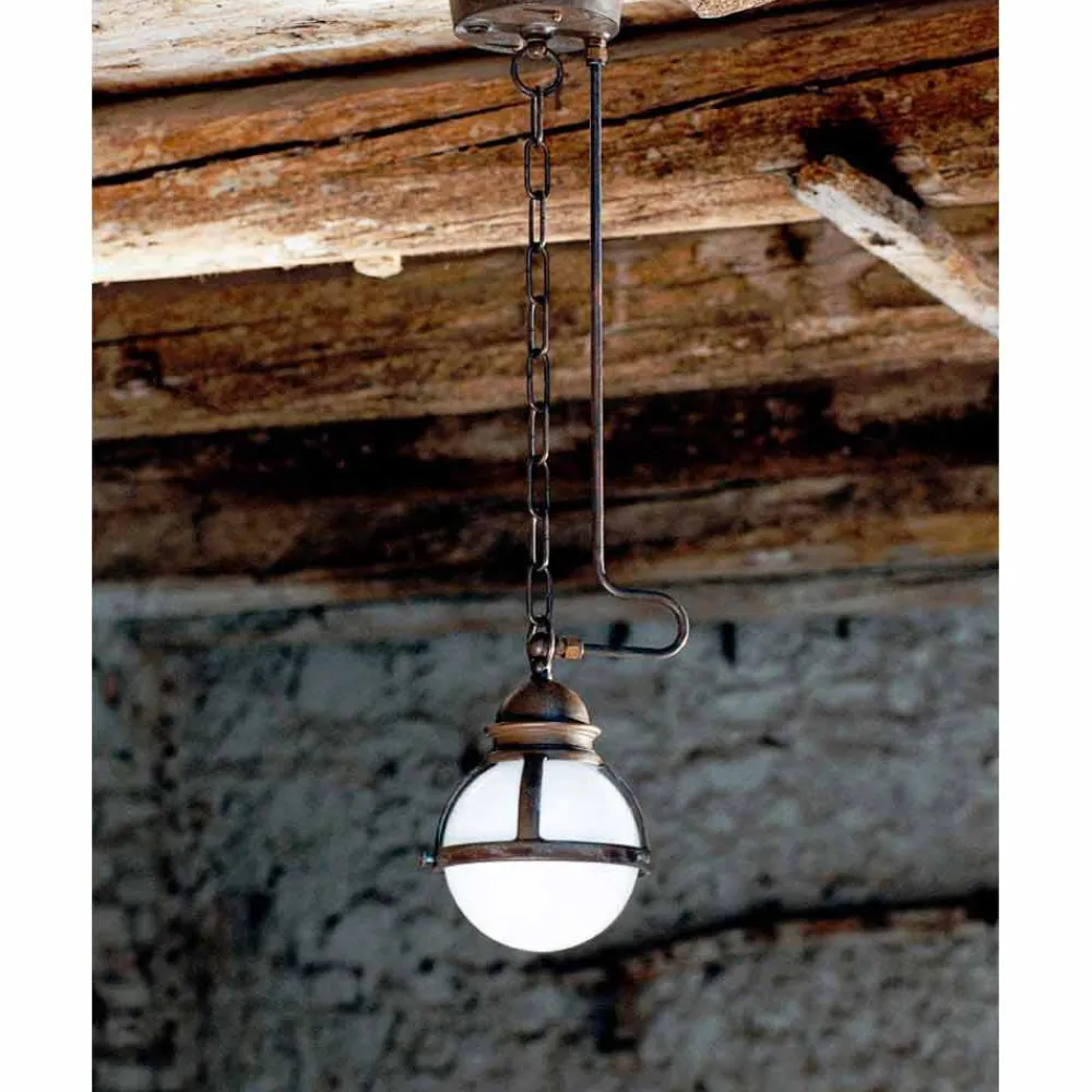 Aldo Bernardi Pendelleuchten Vintage-Hängelampe aus Messing und Glas Cimosa von