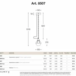 Aldo Bernardi Pendelleuchten Vintage-Hängelampe aus Messing und Glas Cimosa von
