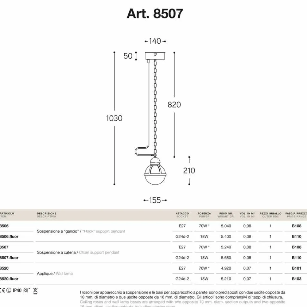 Aldo Bernardi Pendelleuchten Vintage-Hängelampe aus Messing und Glas Cimosa von