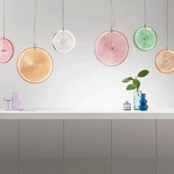 Viadurini Lighting Moderne Pendelleuchten-Hängelampe aus Metall und Glas, verziert mit konzentrischen Linien – Hackberry