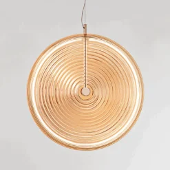 Viadurini Lighting Moderne Pendelleuchten-Hängelampe aus Metall und Glas, verziert mit konzentrischen Linien – Hackberry