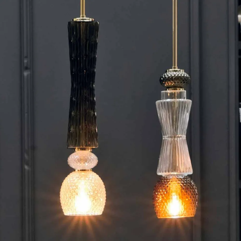 Viadurini Lighting Murano Lampen|Moderne Pendelleuchten-Hängelampe aus Muranoglas mit Textilkabel Made in Italy - Missi