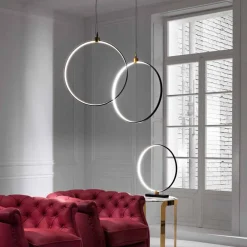 Viadurini Lighting Moderne Pendelleuchten-Hängelampe aus schwarzem Aluminium und Naturmessing Made in Italy - Norma