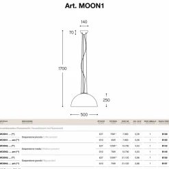 Aldo Bernardi Moderne Pendelleuchten-Hängelampe aus Stahl Moonlight klein von