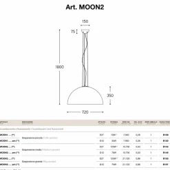 Aldo Bernardi Moderne Pendelleuchten-Hängelampe aus Stahl Moonlight klein von