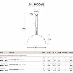 Aldo Bernardi Moderne Pendelleuchten-Hängelampe aus Stahl Moonlight klein von