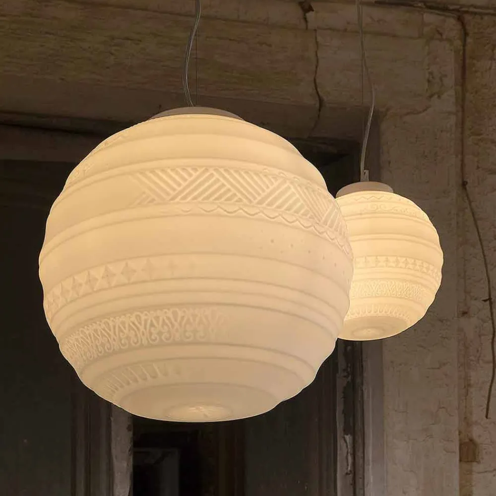 Viadurini Lighting Designer Pendelleuchten-Hängelampe aus weißem Satinglas in 2 Designgrößen - Morse