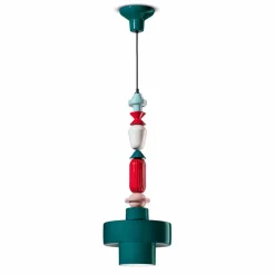 Ferroluce Designer Pendelleuchten-Hängelampe Gelbe oder grüne Keramik Made in Italy Design - Lariat