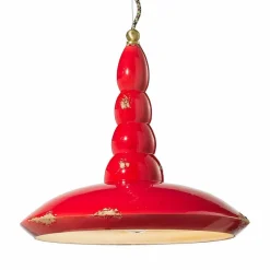 Ferroluce Pendelleuchten Shabby Chic-Hängelampe im Retro Design aus Keramik von