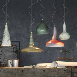 Ferroluce Pendelleuchten Shabby Chic-Hängelampe im Retro Design aus Keramik von