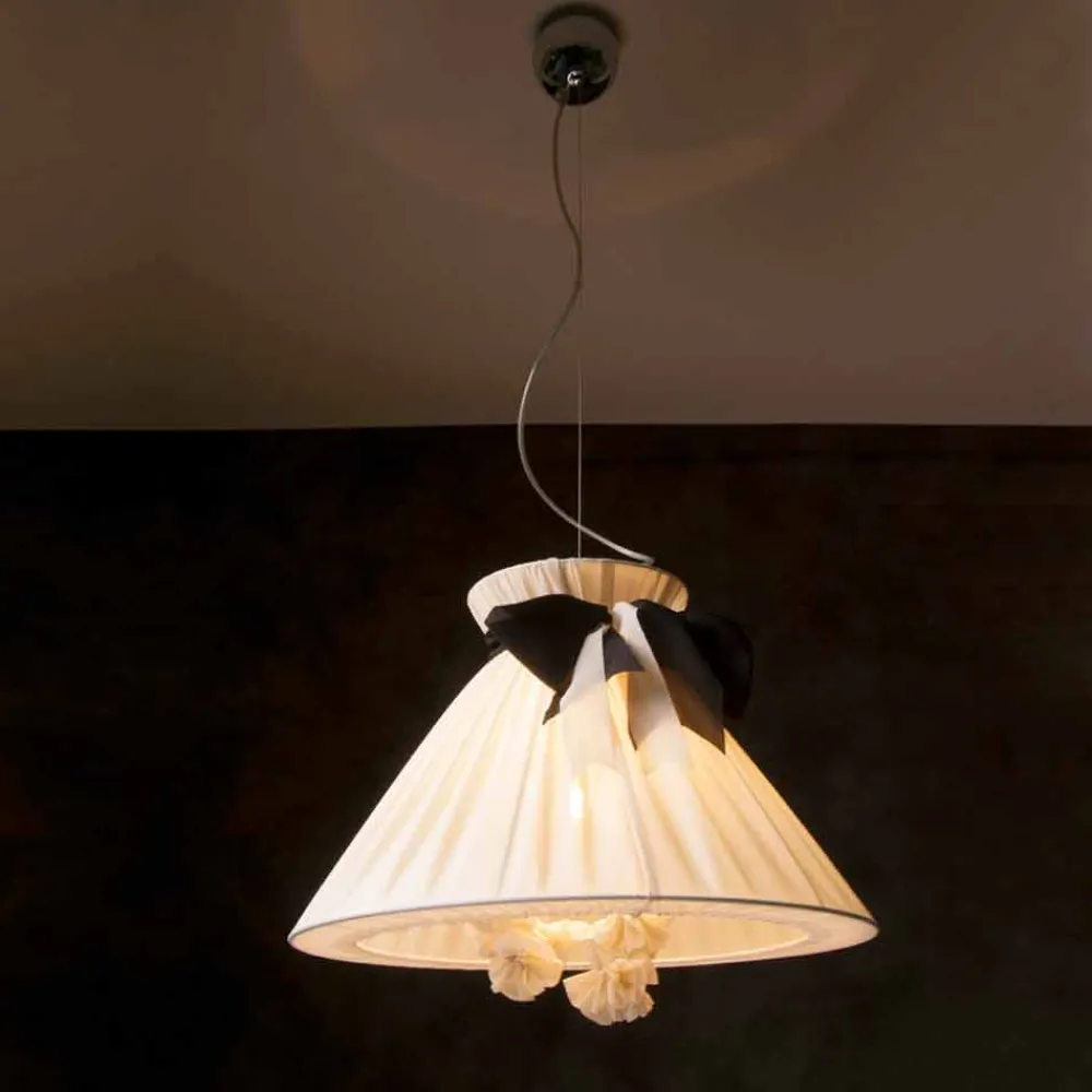 Viadurini by Sideform Pendelleuchten Shabby Chic-Hängelampe im Vintage Design aus Seide Chanel