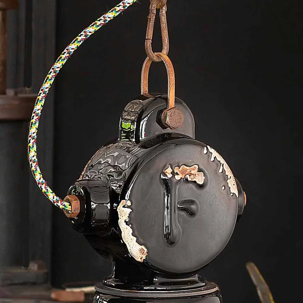 Ferroluce Pendelleuchten Vintage-Hängelampe im Vintage Design aus Keramik und Metall Angela