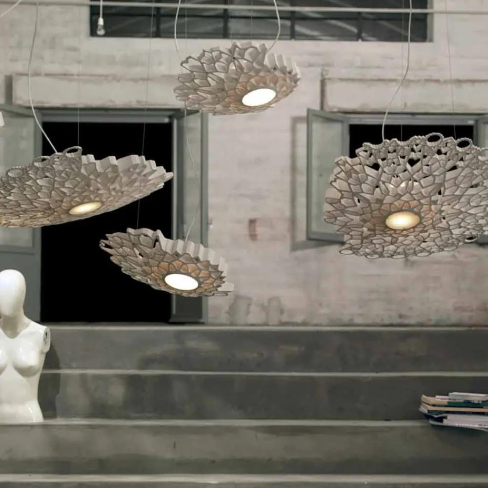 Viadurini Lighting Designer Pendelleuchten-Hängelampe in Weiß Technopolymer Design 2 Dimensionen - Kathedrale